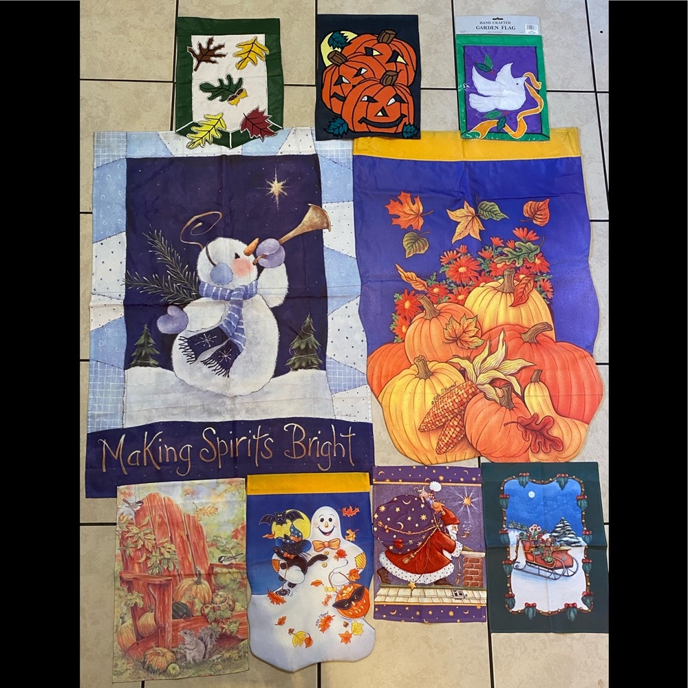 Vintage Yard flags winter Christmas fall garden
